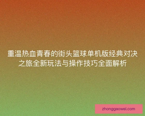 重温热血青春的街头篮球单机版经典对决之旅全新玩法与操作技巧全面解析