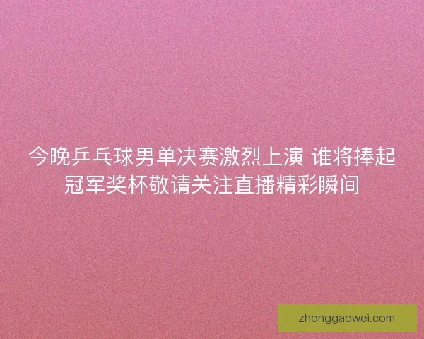 今晚乒乓球男单决赛激烈上演 谁将捧起冠军奖杯敬请关注直播精彩瞬间