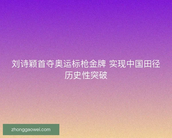 刘诗颖首夺奥运标枪金牌 实现中国田径历史性突破