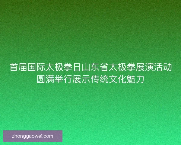 首届国际太极拳日山东省太极拳展演活动圆满举行展示传统文化魅力