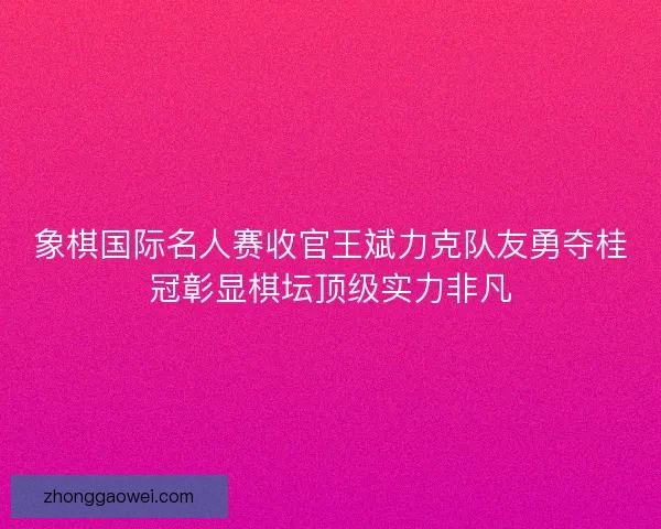 象棋国际名人赛收官王斌力克队友勇夺桂冠彰显棋坛顶级实力非凡