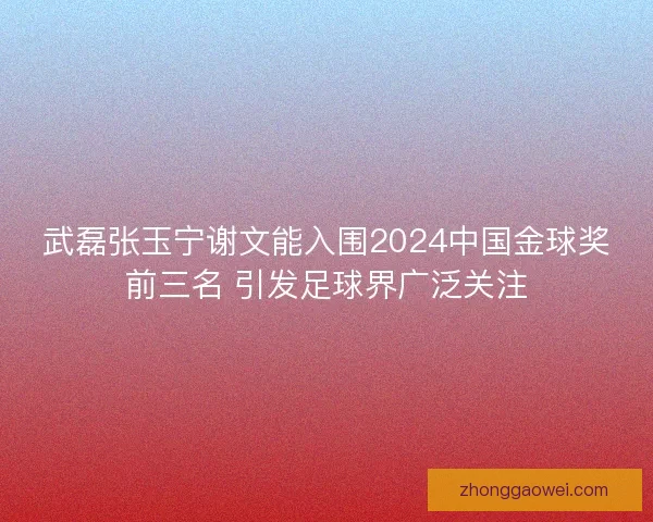 武磊张玉宁谢文能入围2024中国金球奖前三名 引发足球界广泛关注
